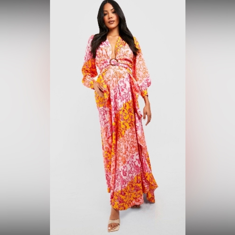 Maternity Floral CutOut Multicolor Maxi Dress